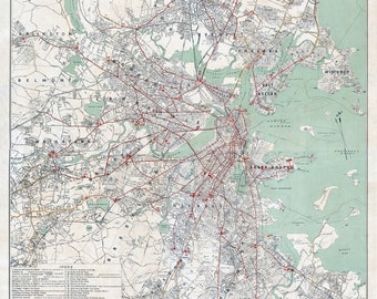 Boston U-Bahn und Hochbahn Karte - 1898