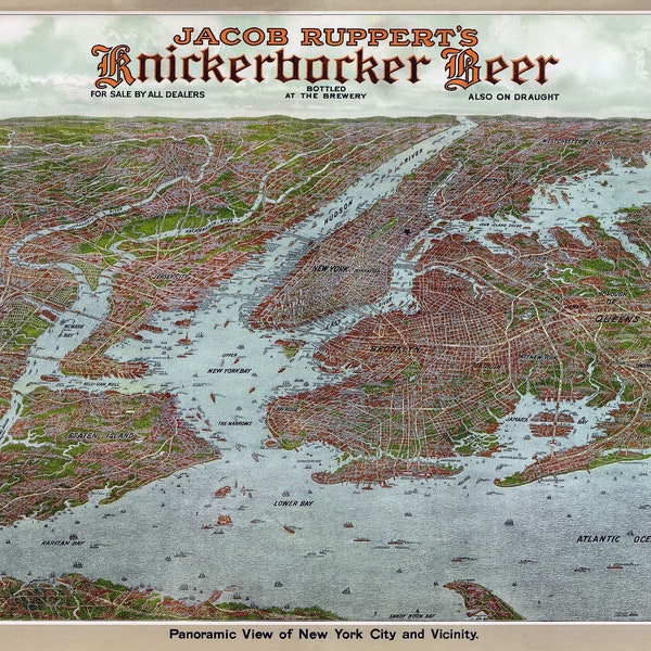 Knickerbocker Beer, New York City Map - 1912