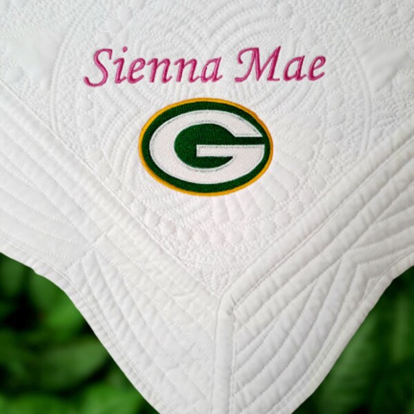 Green Bay Packers baby blanket, Personalized Baby Quilt, Monogrammed Baby Blanket, New Baby, Baby Girl Quilt, Blanket