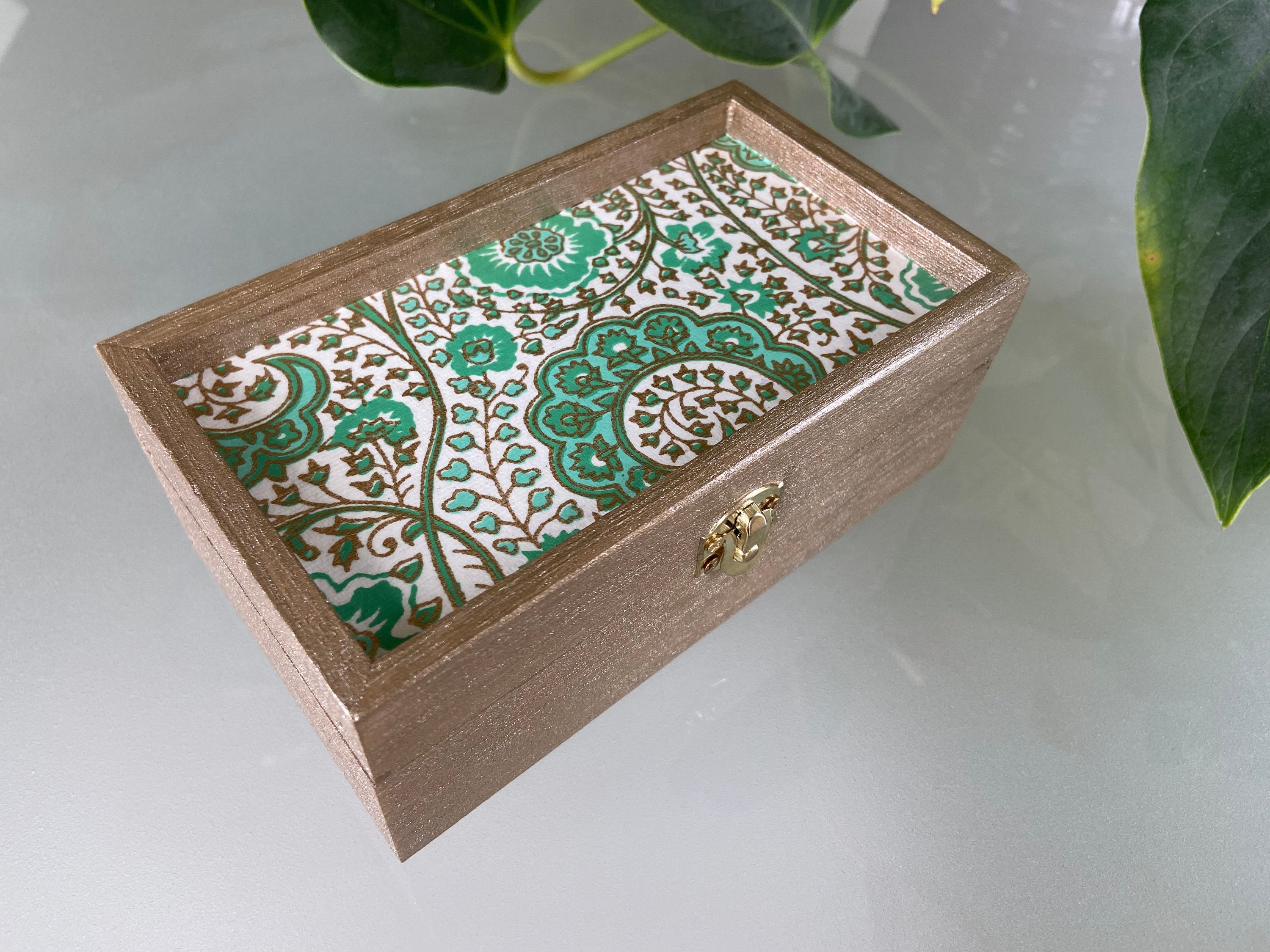 Hand Painted Jewelry Box With Handmade Paper Top Design Etsy