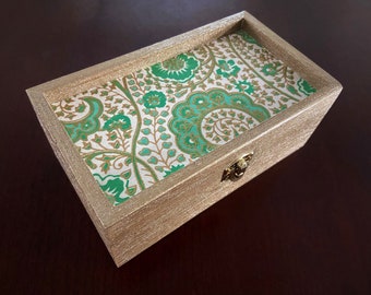 Hand painted Jewelry box with hand-made paper top design, Keepsake Box, Jewelry Box Women, Jewelry Box for Girls, Gift for teachers