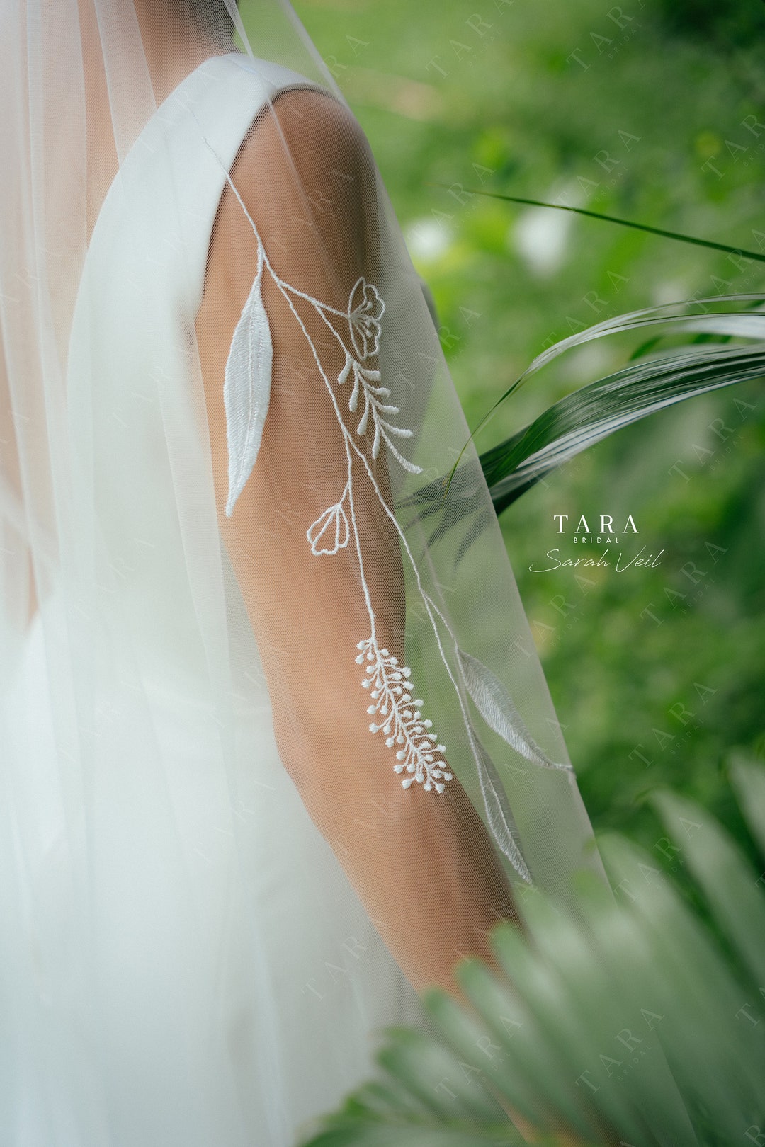 SARAH Romantic Cathedral Embroidery Floral Veil/ Custom Veil/ Cathedral