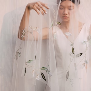 NILSA | Romantic Chapel embroidery floral veil/ Custom veil/ Chapel wedding veil/ Wedding veil/ floral veil/ embroidered veil