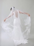 KAITIE | Chapel organza embroidery floral veil/ Custom veil/ Chapel wedding veil/ Wedding veil/ Floral veil embroidered/ floral veil product logo