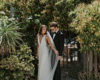 JESI | TA.V077/ Chapel organza floral veil/ Custom veil/ Chapel wedding veil/ Wedding veil