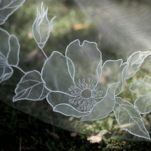 SOPHIA | Cathedral organza floral veil/ Custom veil/Cathedral wedding veil/ Wedding veil/ Floral embroidered veil/ Floral veil/Wedding veils