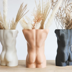 Einzigartige männliche Körper Vase, männlicher Torso Vase, Pampass Gras Vase, Gay Art Decor, männlicher Körper Pflanzer, Bum Pflanzer, Gay männliche Kunst, niedliches Pflanzer Set