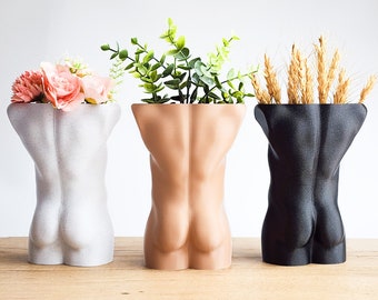 Male Butt Planter, Male Torso Planter, Gay Art Sculpture, Gay Decor, Butt Vase, Gay Gift Idea, Tom of Finland Inspired Decor