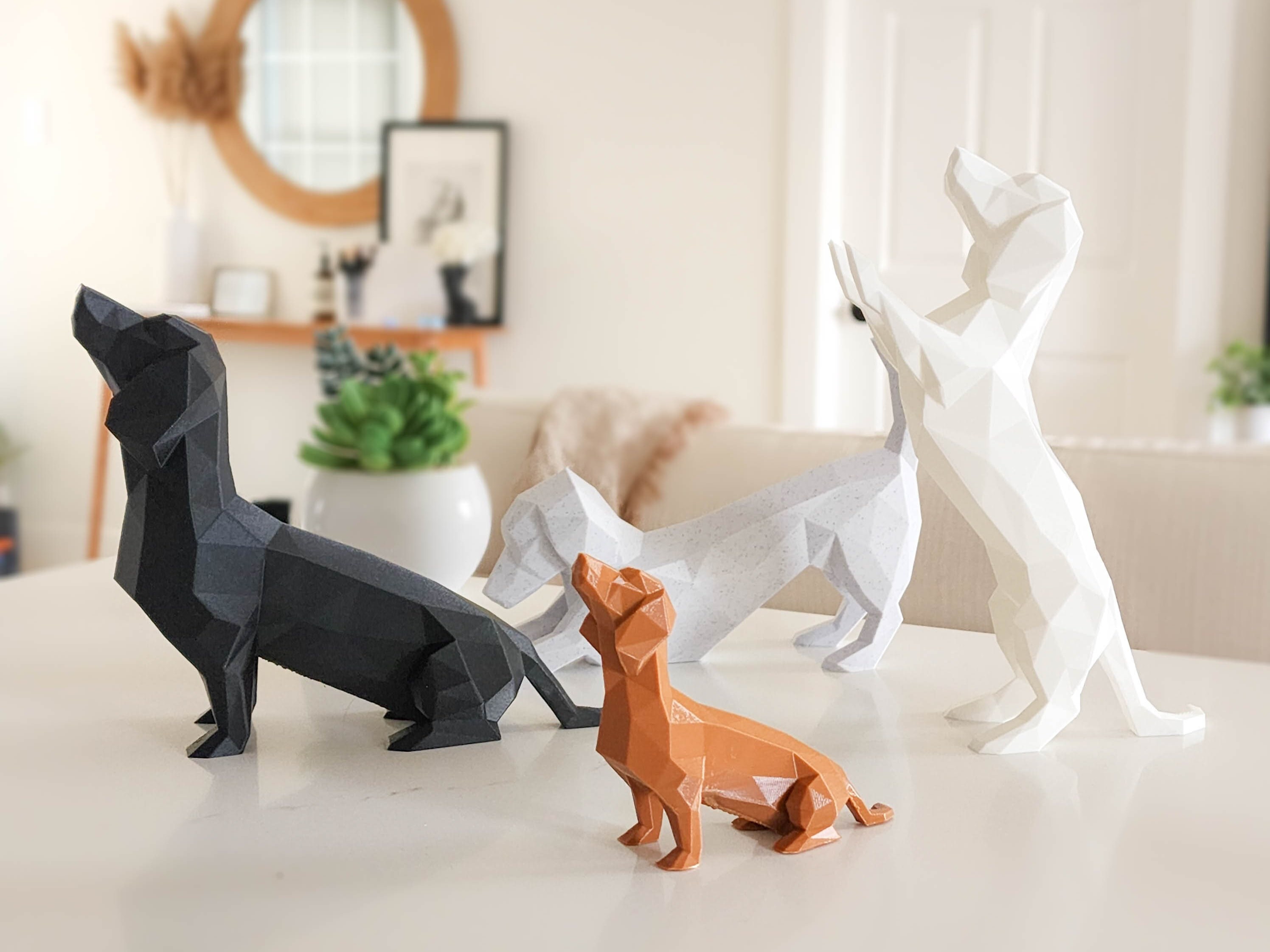 Set of 3 Dachshund Figurines Sausage Dog Statues Dachshund Etsy