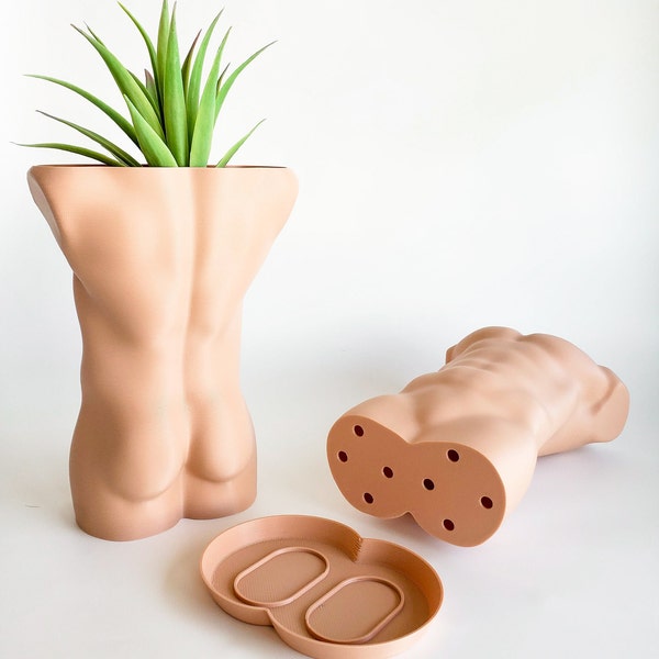 Male Body Planter With Drainage | Human Body Art | Queer Planter | Eco-Friendly Planter | Gay Wedding Gift