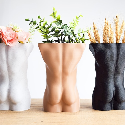Male Butt Planter, Male Torso Planter, Gay Art Sculpture, Gay Decor, Butt Vase, Gay Gift Idea, Tom of Finland Inspired Decor