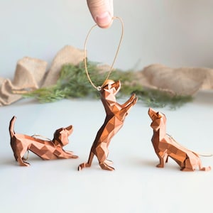Conjunto de enfeites de Natal com Dachshund, decoração natalina para cachorro salsicha, decoração festiva com Dachshund, presente para amantes de Dachshund, enfeite de cachorro salsicha