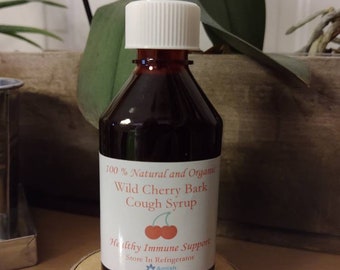 Organic Wild Cherry Bark Cough Syrup with Elderberries, Immune Boosters, Echinacea and 10 More Herbs