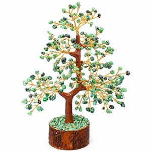 Ruby Fuchsite Gemstone Bonsai Tree - Handmade Healing Crystal Money Tree for Home & Office Decor