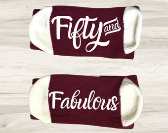 Fifty & Fabulous-50th Birthday-Sock-50th Birthday Gift-Fifty Birthday-Best Friend Birthday Gift-Birthday Gift Idea-50th Gift Idea-50th Gift