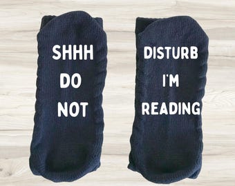 Shhh I'm Reading Socks: Book Lover Gift for Librarians & Teachers