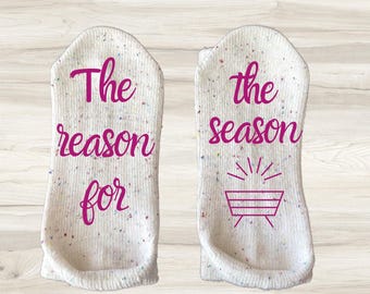 Jesus is the Reason Crew Socks, Christian Christmas Gift