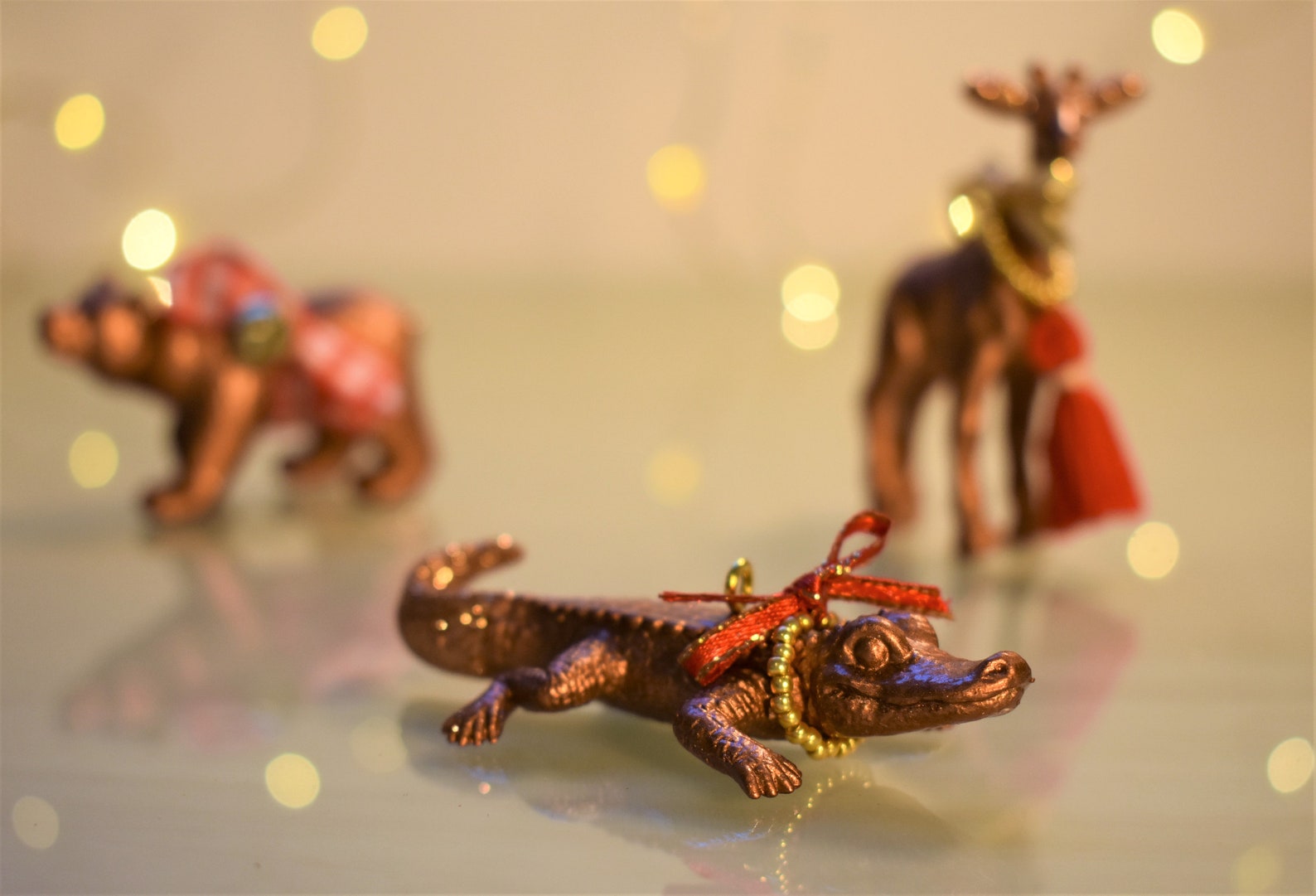 At the Zoo Christmas Ornaments Set of 6 Red Plaid Etsy