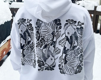 Koi Fish Hoodie | Oversized Fish Floral Hoodie