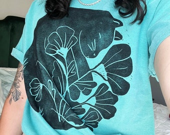 Block Printed Cat Tshirt