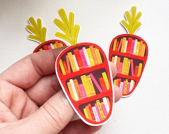 Carrot Bookshelf Sticker | Book Lover