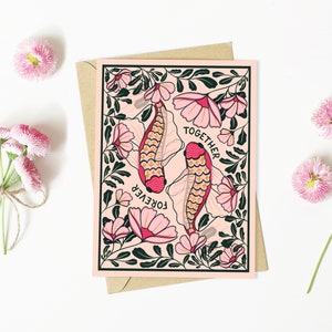 Carte-cadeau de mariage Together Forever Koi Fish | Carte de voeux