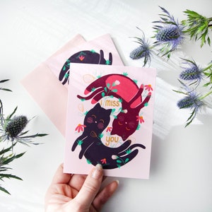 Tu me manques carte | de chat | Carte d'ami