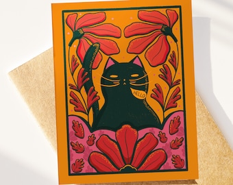 Hello Card | Cat Card | Moody Cat Card
