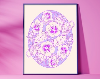 Spring Pansies Illustration | Botanical Illustration