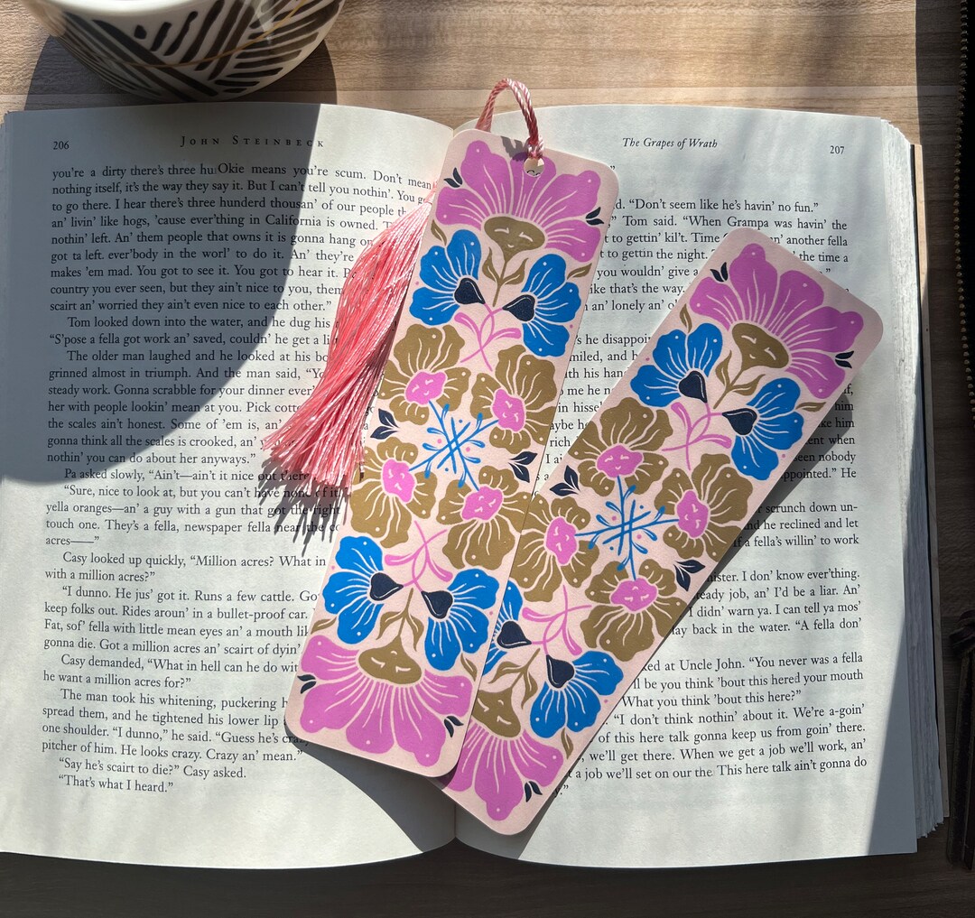 Folk Floral Bookmark | Bookmark With Tassel - Etsy