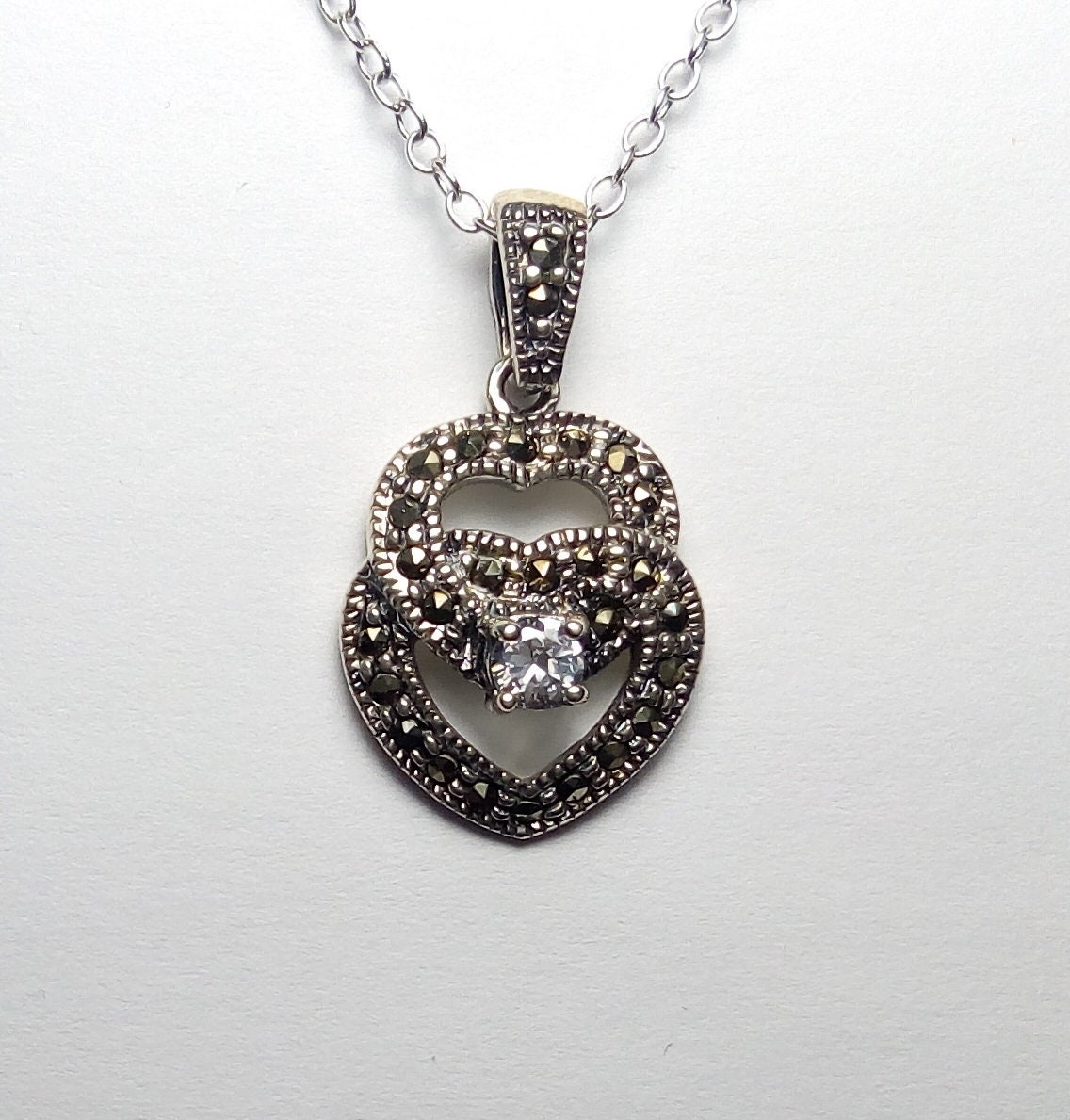 High Quality CZ Clear Diamond 925 Sterling Silver Heart Pendant Necklace Eye Catching Sterling Silver Necklace Great Love Gift