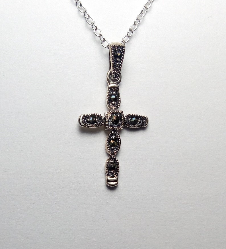 High Quality Marcasite Gemstone 925 Sterling Silver Cross | Etsy