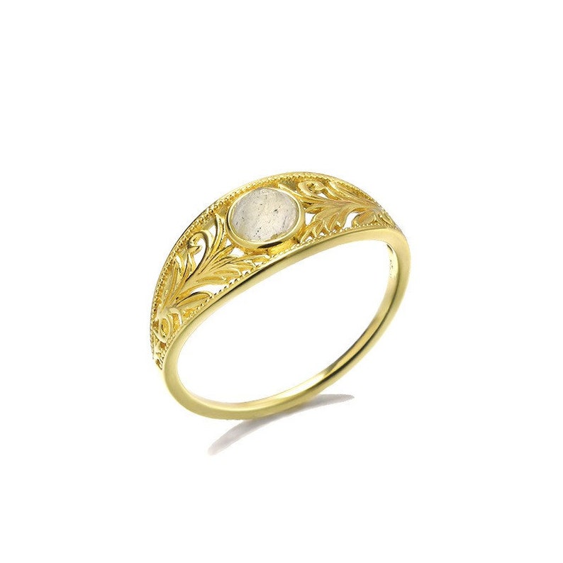 14K Solid Gold Vintage Labradorite Ring, Labradorite Ring, Labradorite Stone, Gemstone Engagement Rings, Labradorite Engagement Ring image 10