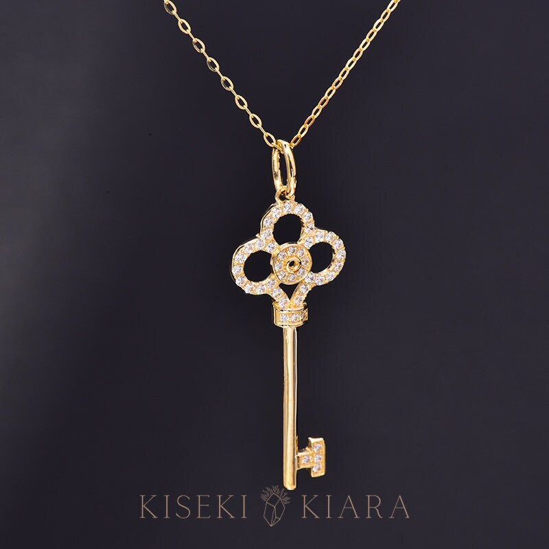 Gold Key Necklace, Key Pendant, Vintage Key Pendant, Vermeil Key Necklace, Dainty Key Pendant, Birthday Gift, Minimalist Key Necklace, Gift 18K Gold