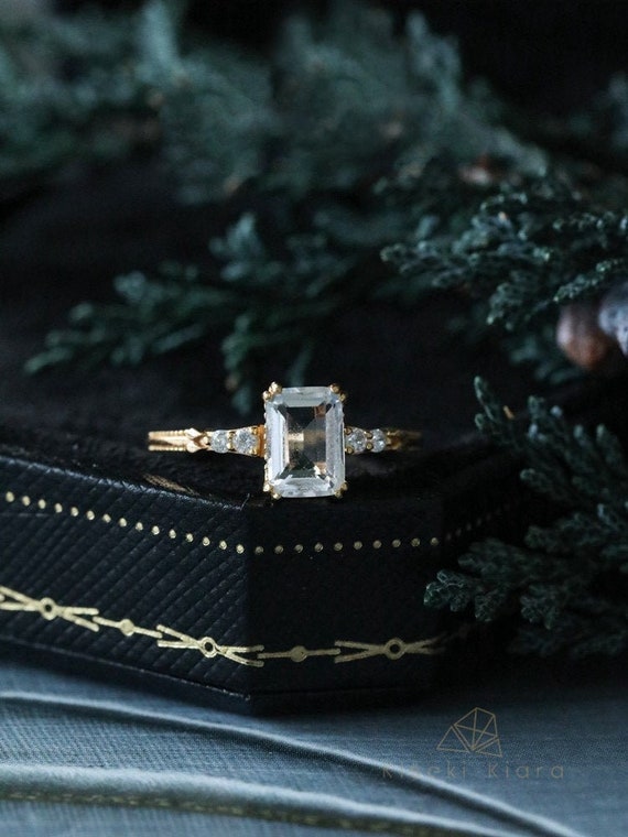 Unique Wedding Ring Set Pear Black Rutilated Quartz Engagement Ring Set  Vintage Moissanite Ring Set White Gold Bridal Ring Set Milgrain Ring - Etsy  | London blue topaz engagement rings, Cute engagement