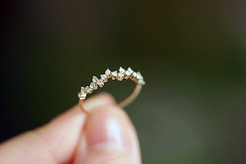 14K Solid Gold Diamond Cluster Ring, Wedding Bands For Women, Moissanite Wedding Bands, Engagement Ring Designs, Modern Engagement Rings image 6