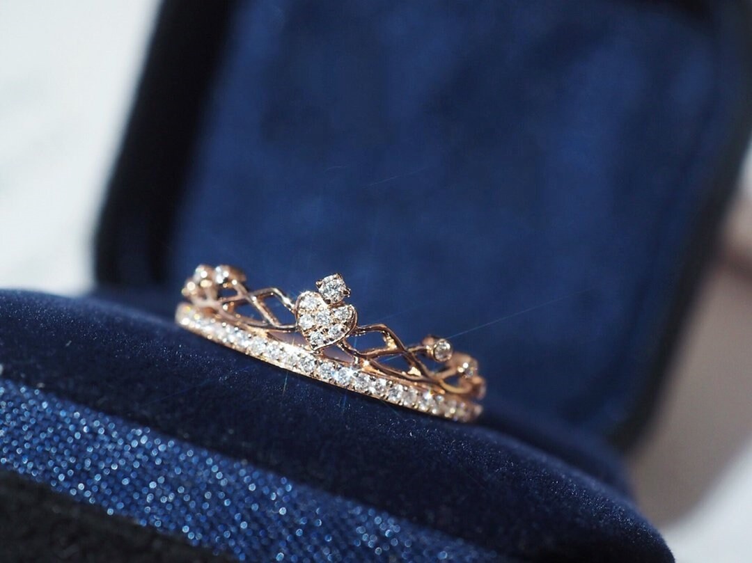 14K Gold Princess Tiara Ring Princess Crown Ring Japanese Cute
