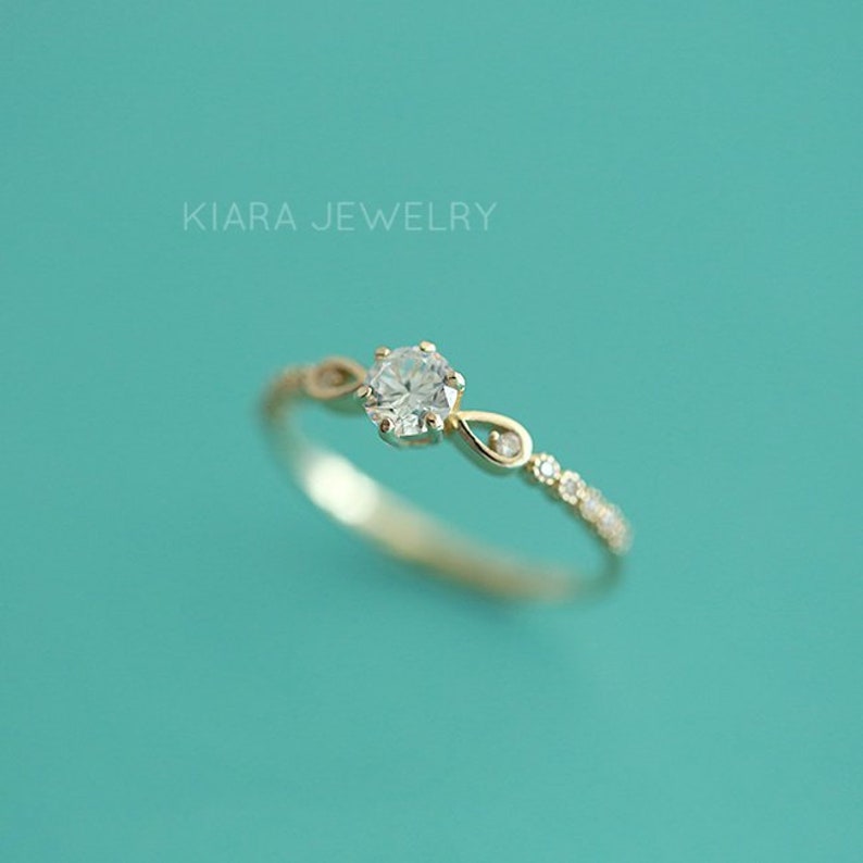 Pure 14K gold classic six claw large zirconium drill row set row diamond ring female atmosphere marriage ring
