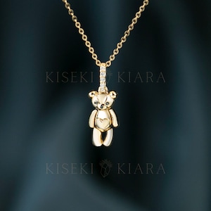 14k Solid Gold Cute 3d Teddy Pendant, Bear Statement Piece, Adorable Bear Charm Jewelry, Sweet Teddy Bear Accessory, Bear Charm Necklace