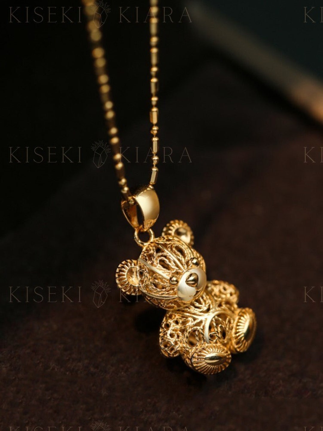 9ct Yellow Gold 17x9mm Loveable Little Teddy Bear Pendant (0078)