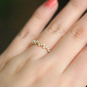 14K Solid Gold Diamond Cluster Ring, Wedding Bands For Women, Moissanite Wedding Bands, Engagement Ring Designs, Modern Engagement Rings image 4
