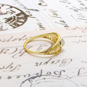 14K Solid Gold Vintage Labradorite Ring, Labradorite Ring, Labradorite Stone, Gemstone Engagement Rings, Labradorite Engagement Ring image 8