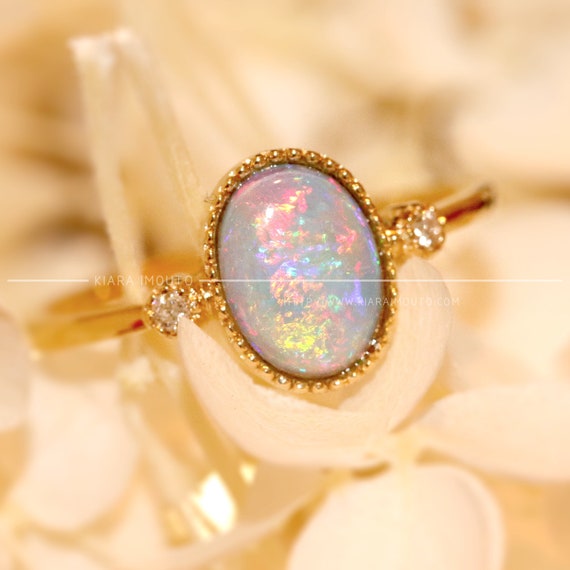 Round Opal Ring, Unique Opal Engagement Ring, White Opal Rose Gold Ring,  Silver Alexandrite Diamond Opal Promise Ring, Personalized Ring - Etsy  Canada | Engagement rings opal, Rose gold opal ring, Opal