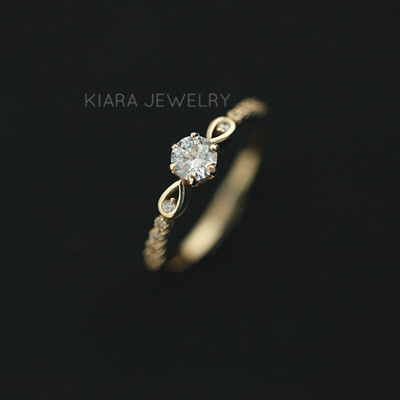 Pure 14K gold classic six claw large zirconium drill row set row diamond ring female atmosphere marriage ring