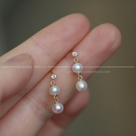Buy 9K Gold Freshwater Pearls Bridal Pearl Earrings Real Pearl
