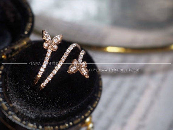 Rose Gold Cubic Zirconia Butterfly Ring | Icing US