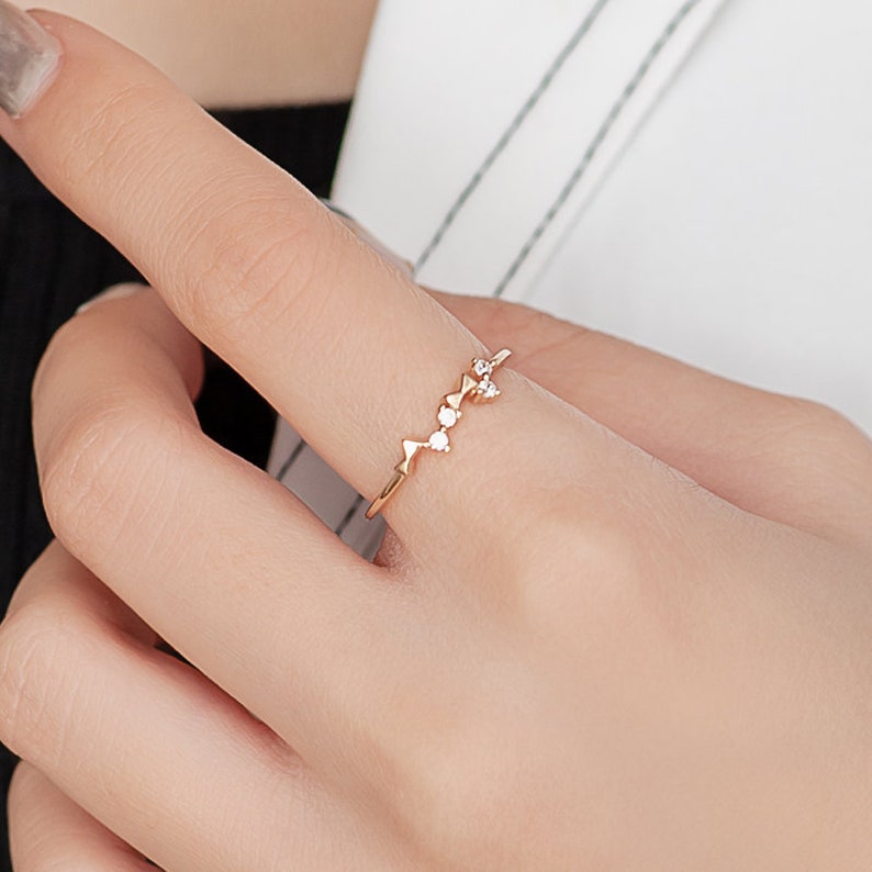 Bow Gold Ring 14K Gold Ring Rings for Men and Women Engagement Rings Dainty Rings Wedding Rings Bow Diamond Ring Bow Gemstone Ring