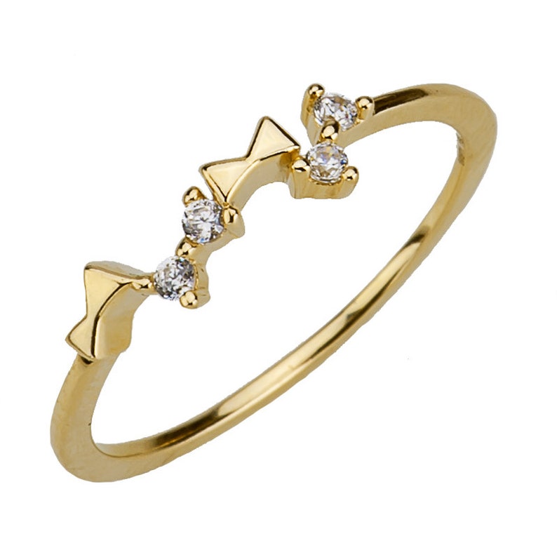 Bow Gold Ring 14K Gold Ring Rings for Men and Women Engagement Rings Dainty Rings Wedding Rings Bow Diamond Ring Bow Gemstone Ring