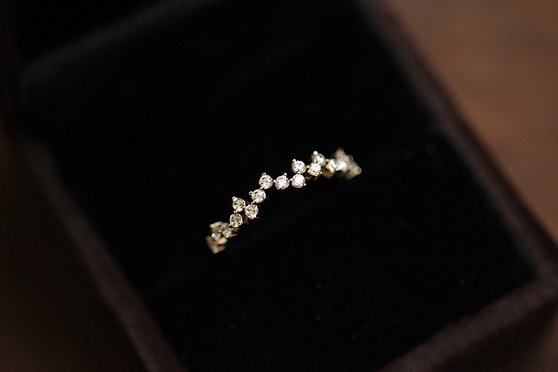 14K Solid Gold Diamond Cluster Ring, Wedding Bands For Women, Moissanite Wedding Bands, Engagement Ring Designs, Modern Engagement Rings image 2