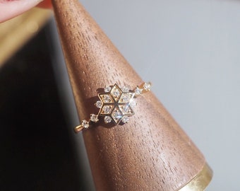 14K Snowflake Diamond Ring, Snowflake Engagement Ring, Snowflake Ring Tiffany, Moissanite Diamond Snowflake, Vinatge Unique Engagement Rings